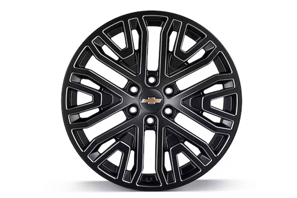 Rin de aluminio de 22 pulgadas negro con 6 brazos y detalle plateado para Chevrolet Tahoe 2024 